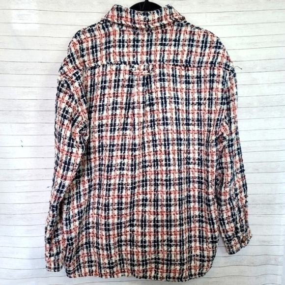 NAGRI RED, WHITE & BLUE TEXTURED PLAID SHIRT JACKET, SZ LARGE - Picture 8 of 14
